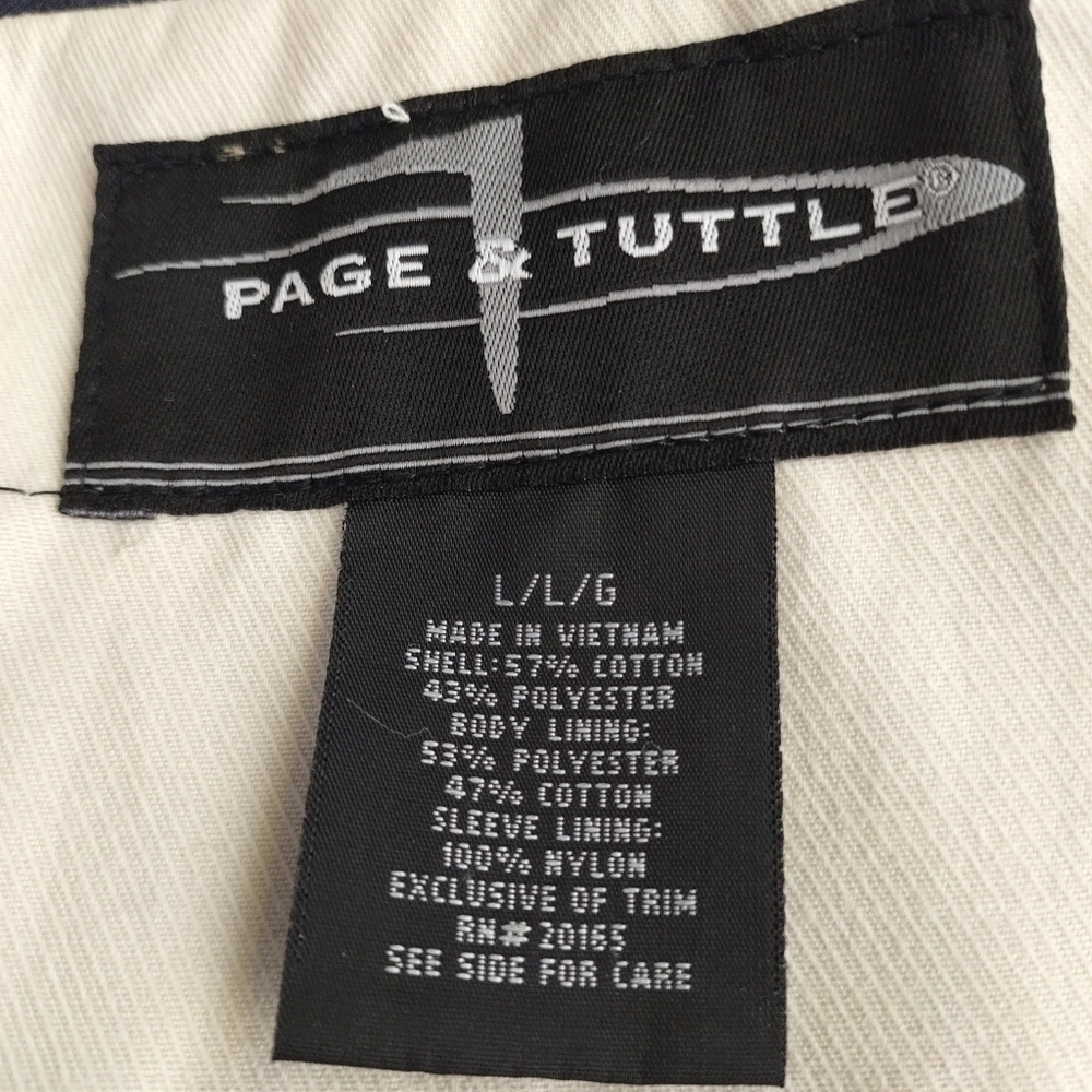 Page & Tuttle Men's Beige Full Zip Long Sleeve Cotton Blend Jacket Size L - Picture 11 of 11